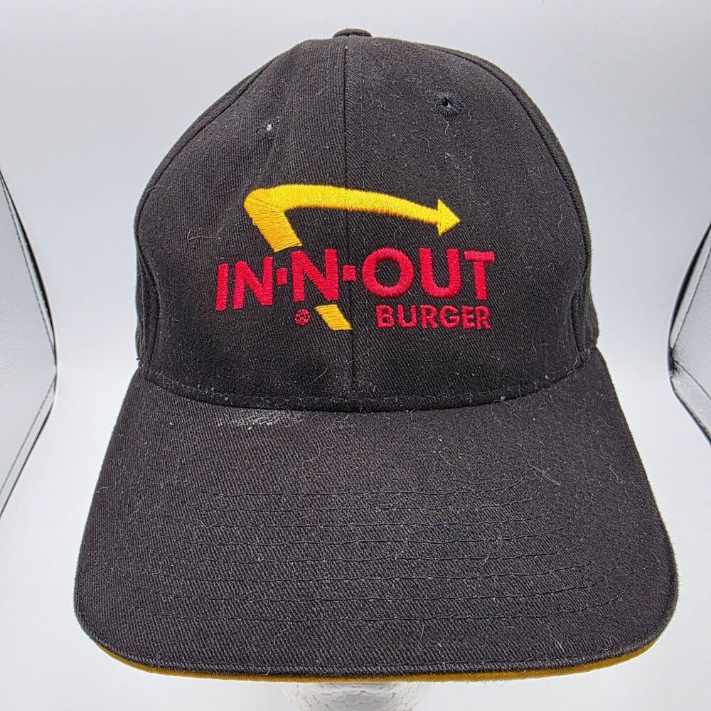 In N Out Burger Black Adjustable Baseball Cap With Logo Embroidery California